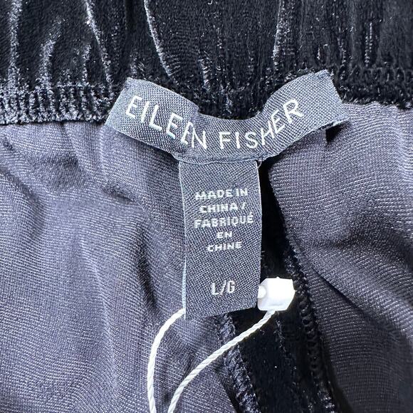 Eileen Fisher Velvet Wide Leg Black Pants Women's Size Large New With Tags - Picture 3 of 8